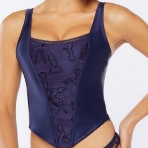 Savage X Fenty Navy Blue Bustier Top Corset Size 3X